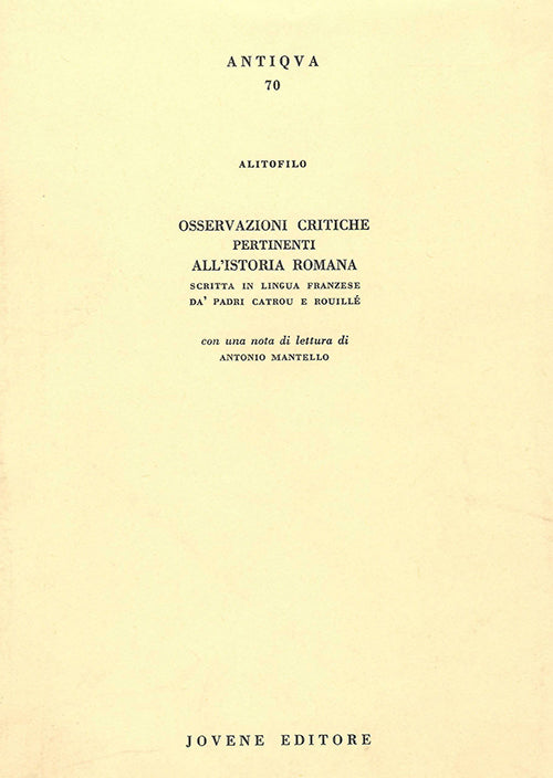 Osservazioni critiche pertinenti all'istoria romana.