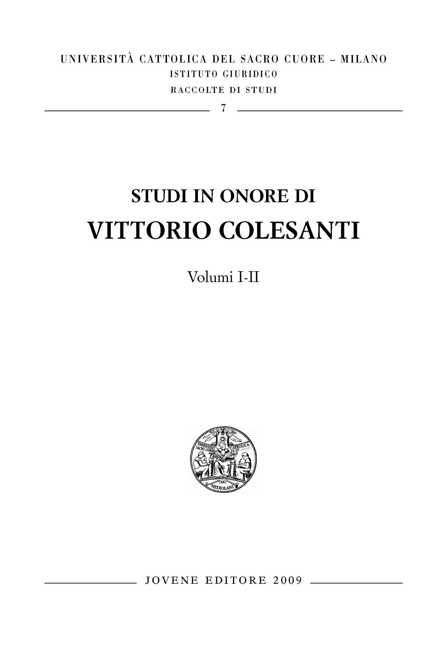 Studi in onore di Vittorio Colesanti.