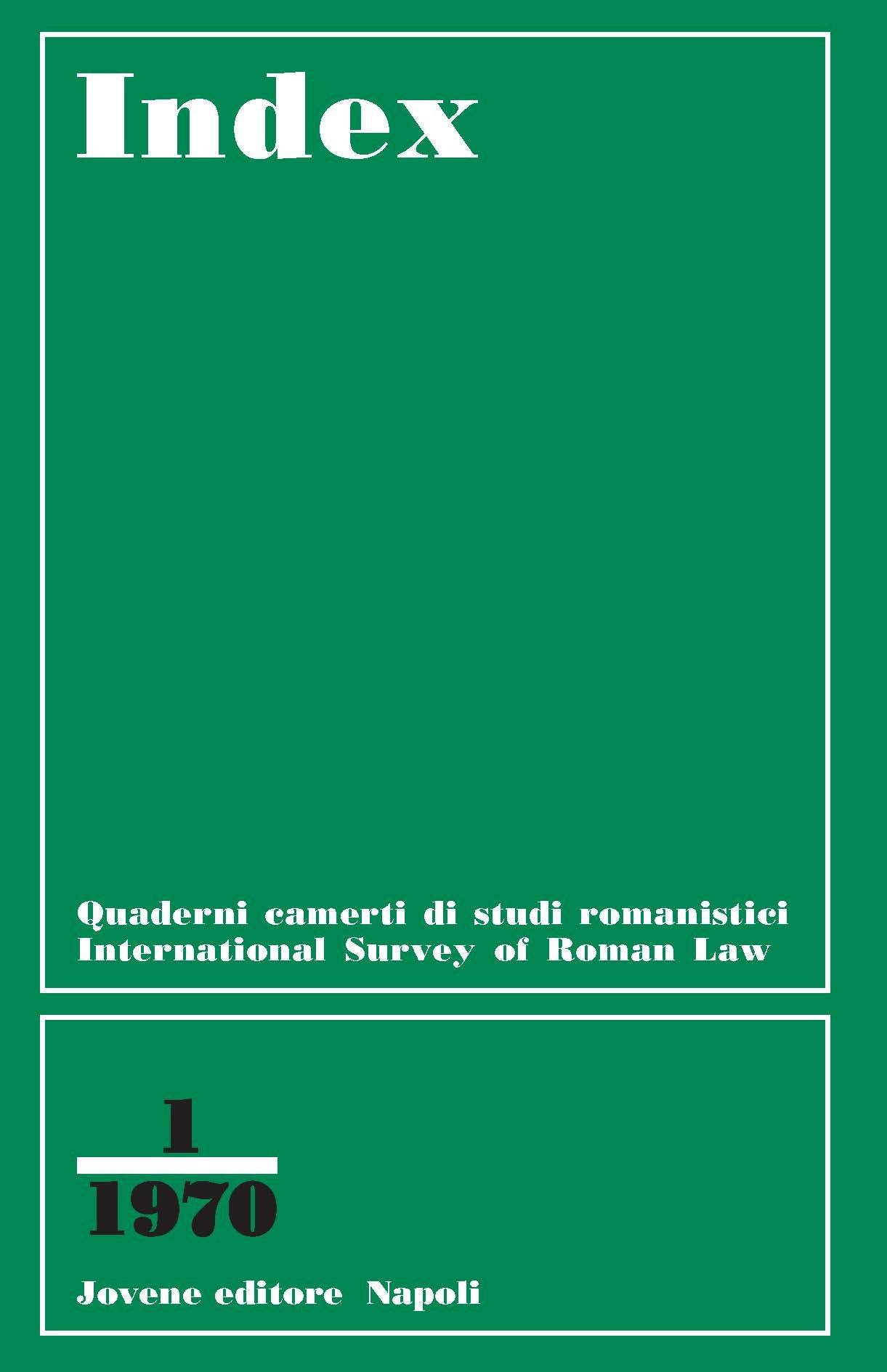 INDEX - International Survey of Roman Law - Vol. 1/1970