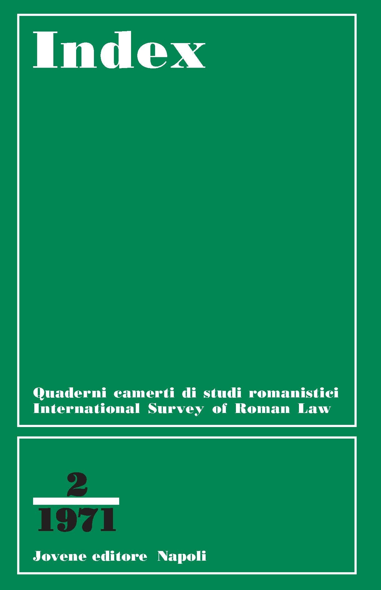 INDEX - International Survey of Roman Law - Vol. 2/1971