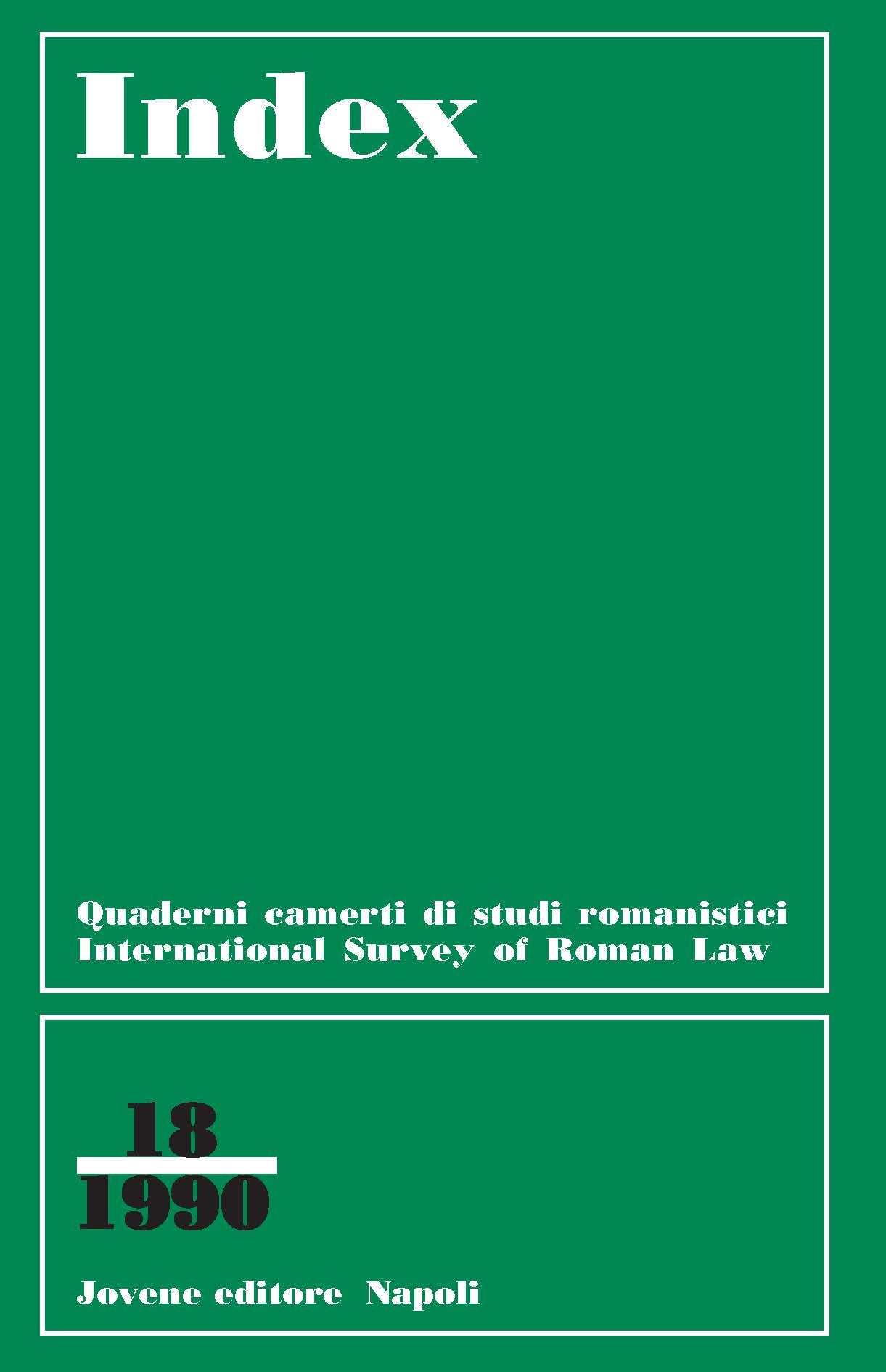 INDEX - International Survey of Roman Law - Vol. 18/1990