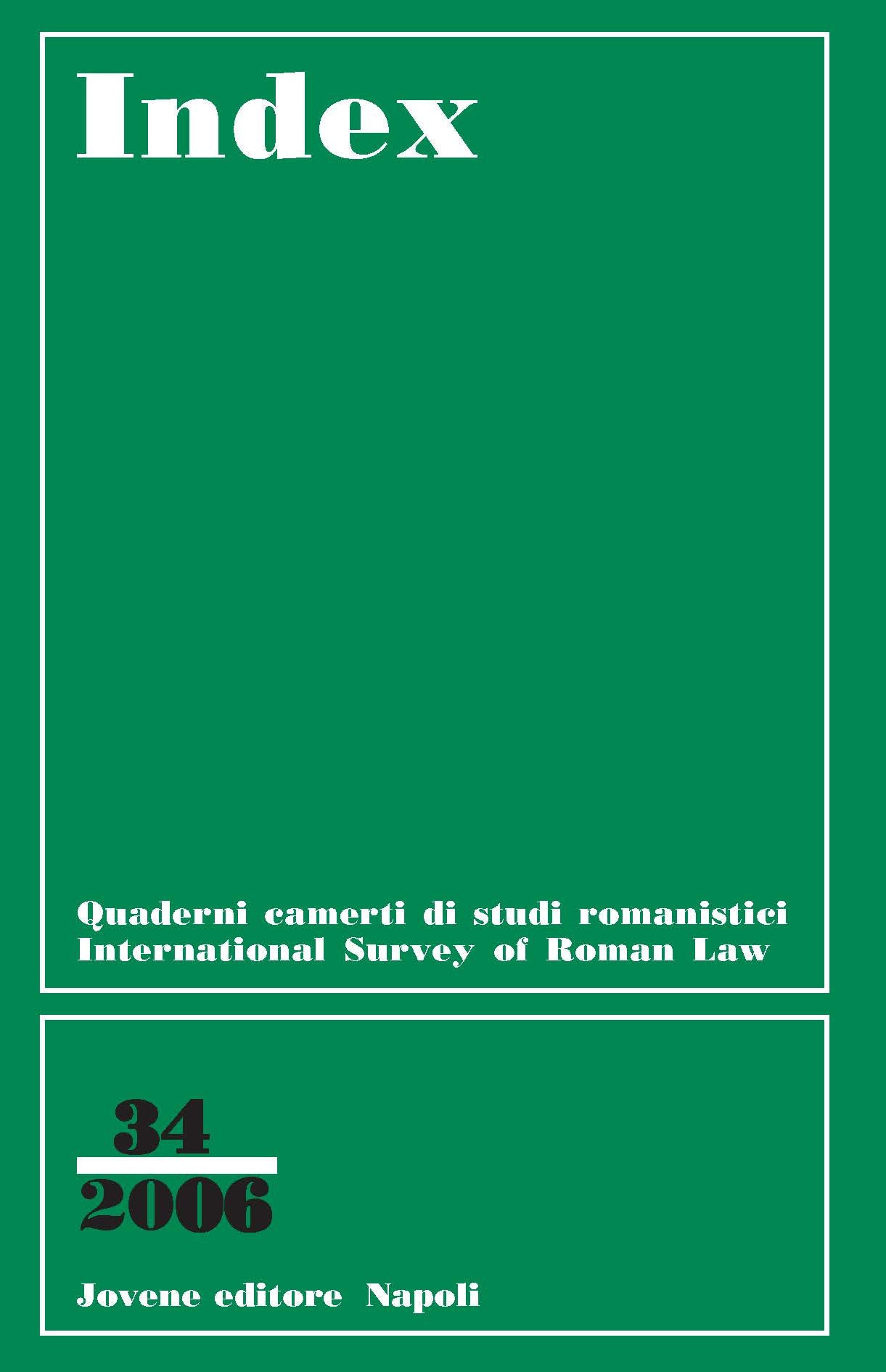 INDEX - International Survey of Roman Law - Vol. 34/2006