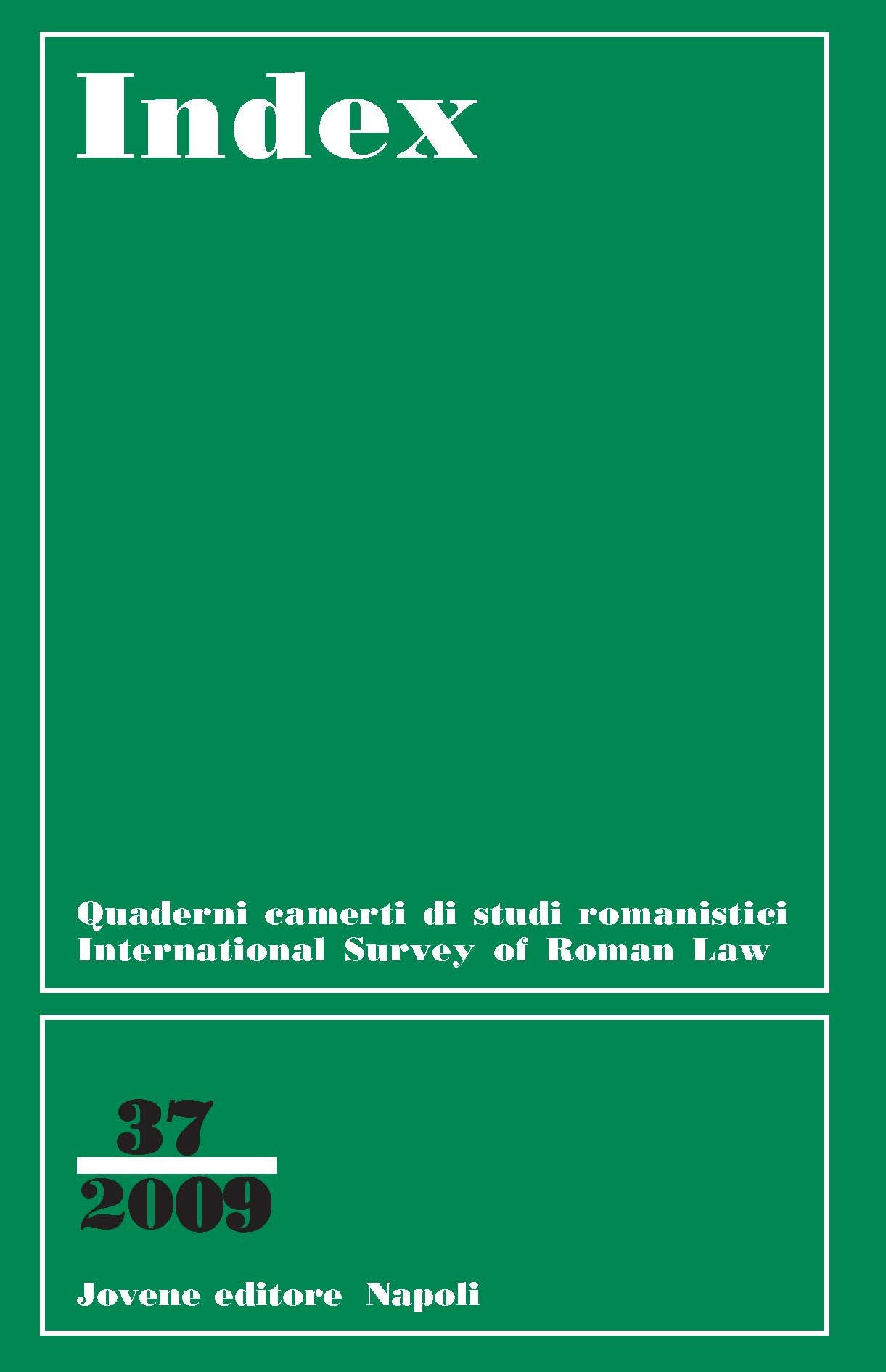 INDEX - International Survey of Roman Law - Vol. 37/2009