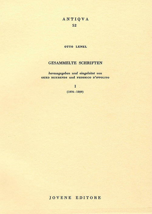Gesammelte Schriften (1876-1889) (vol. I).