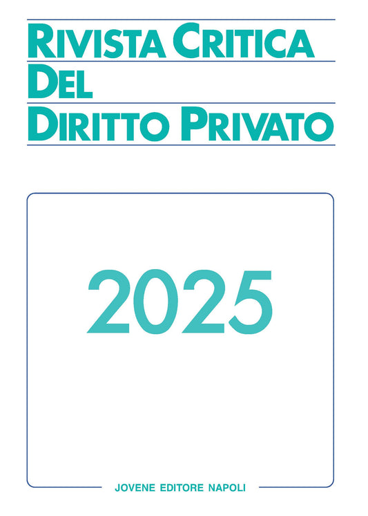 RIVISTA CRITICA DEL DIRITTO PRIVATO 2025