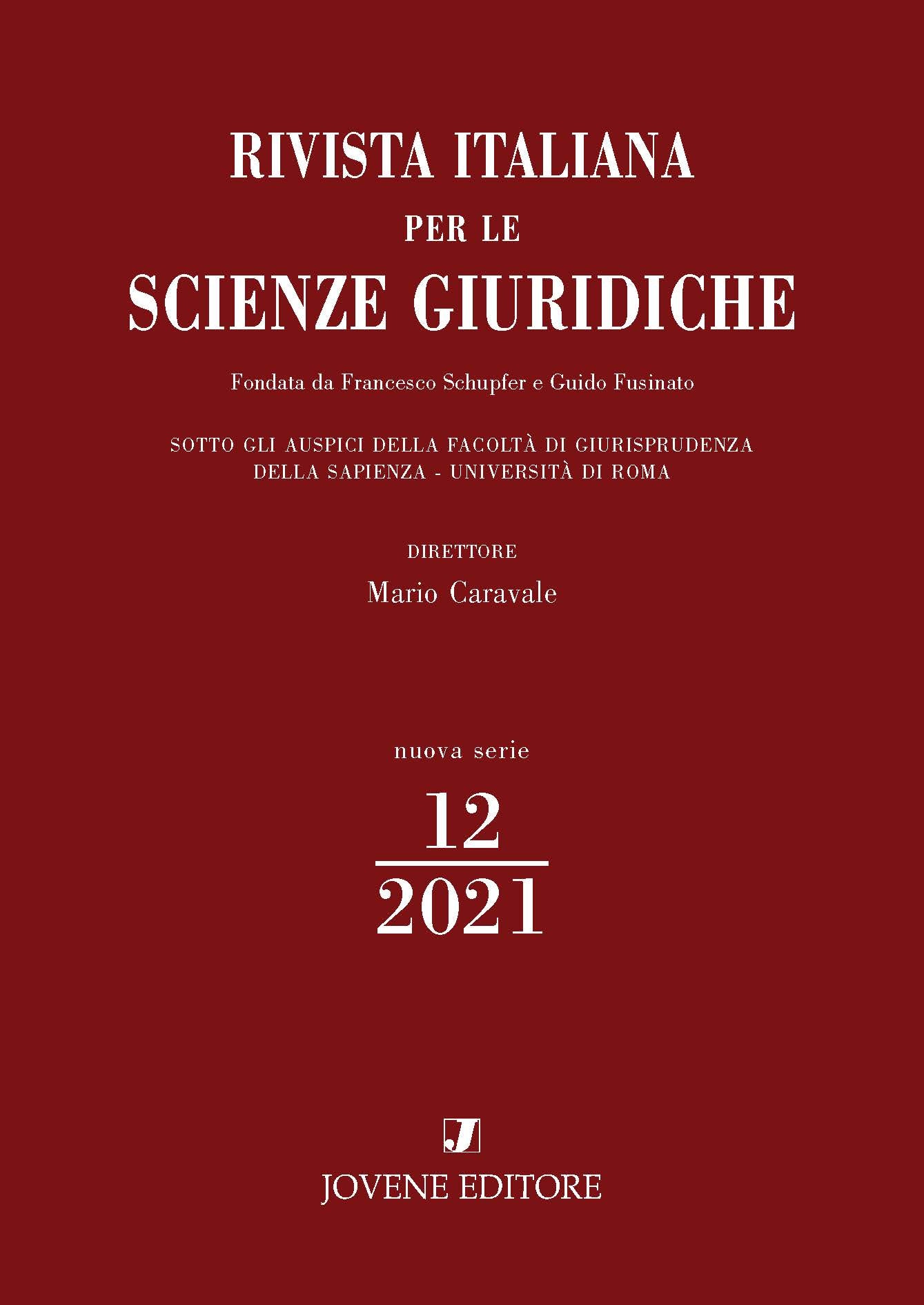 RIVISTA ITALIANA PER LE SCIENZE GIURIDICHE 2021