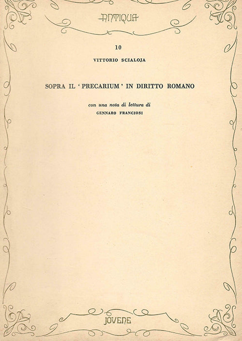 Sopra il «precarium» in diritto romano.