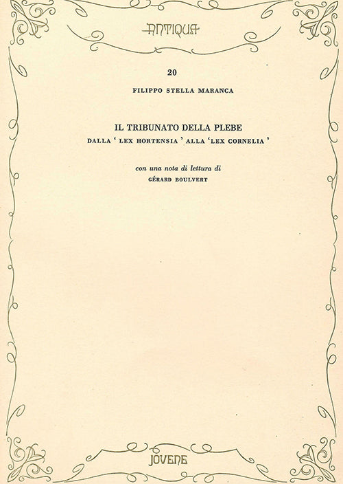 Il tribunato della plebe dalla 'lex Hortensia' alla 'lex Cornelia'.
