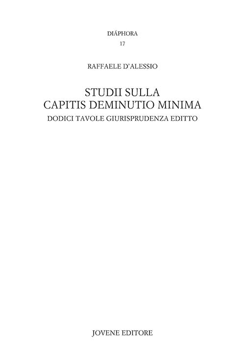 Studii sulla capitis deminutio minima.