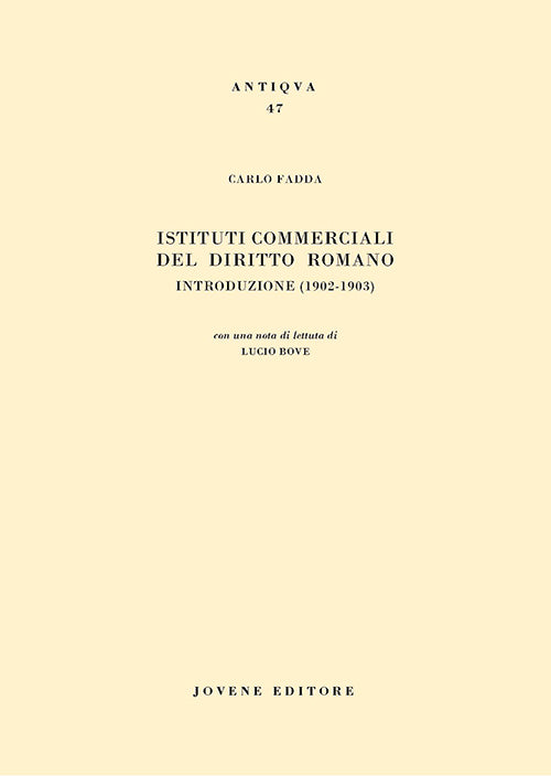Istituti commerciali del diritto romano. Introduzione (1902-1903).