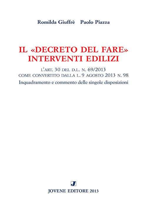 Il «decreto del fare». Interventi edilizi.