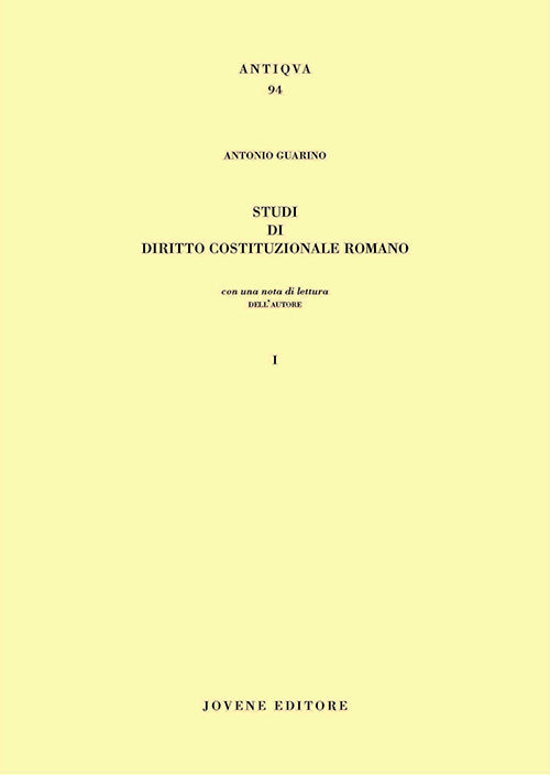 Studi di diritto costituzionale romano. I.