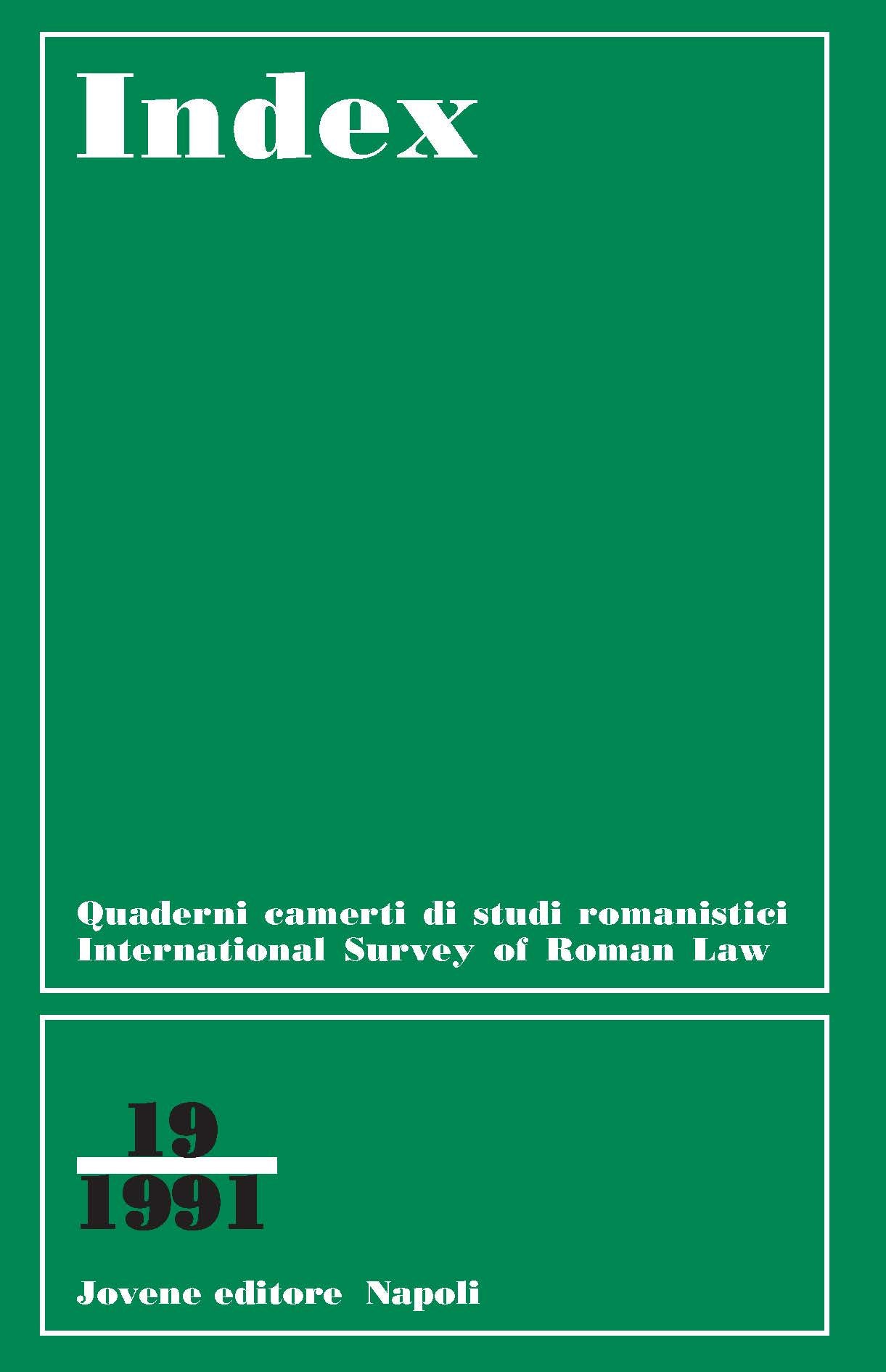 INDEX - International Survey of Roman Law - Vol. 19/1991