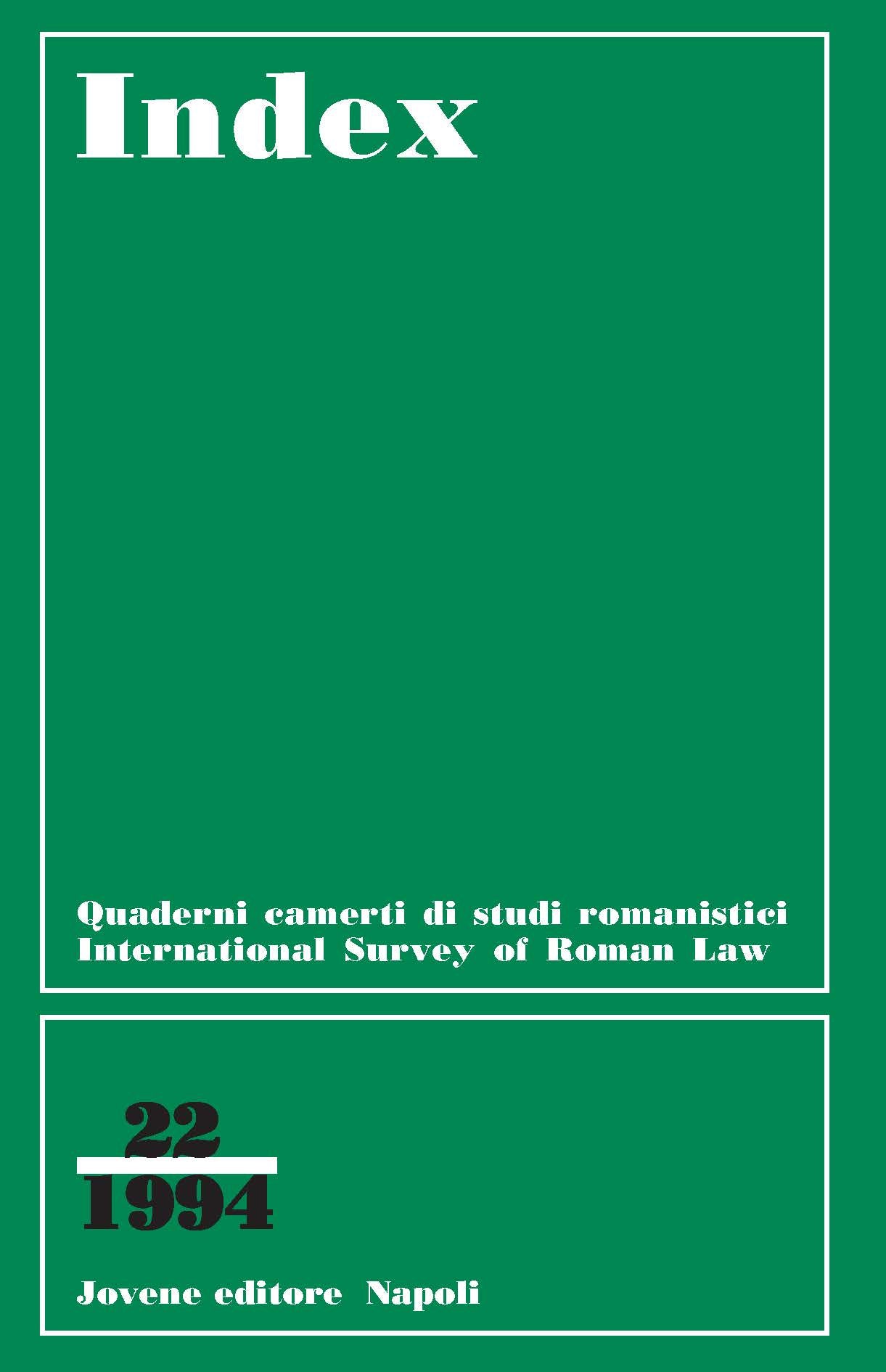 INDEX - International Survey of Roman Law - Vol. 22/1994
