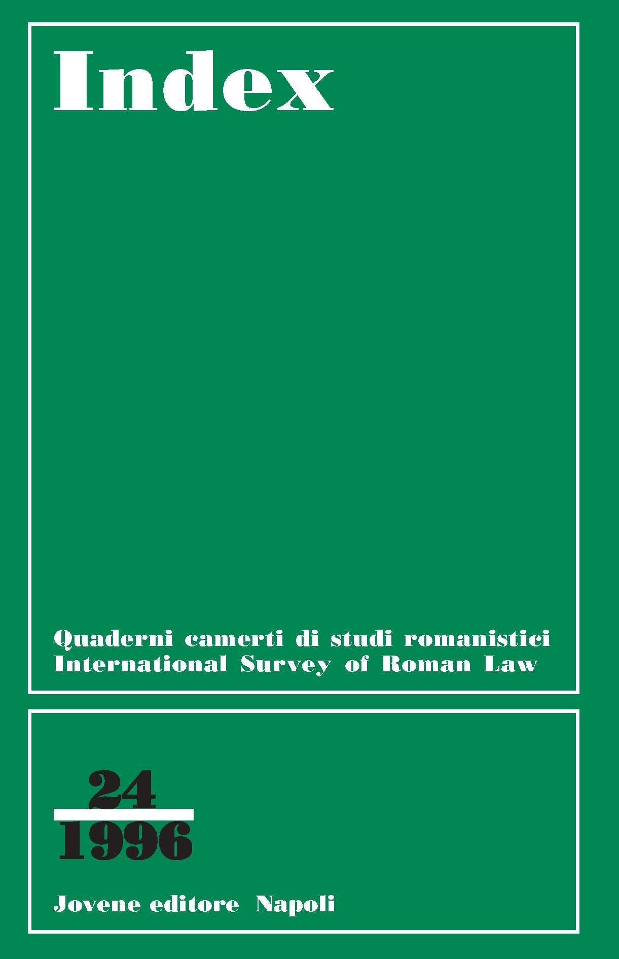 INDEX - International Survey of Roman Law - Vol. 24/1996