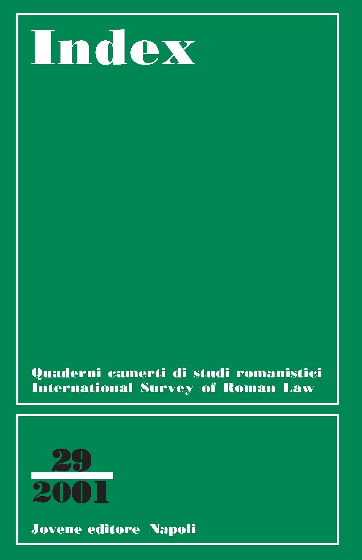 INDEX - International Survey of Roman Law - Vol. 29/2001