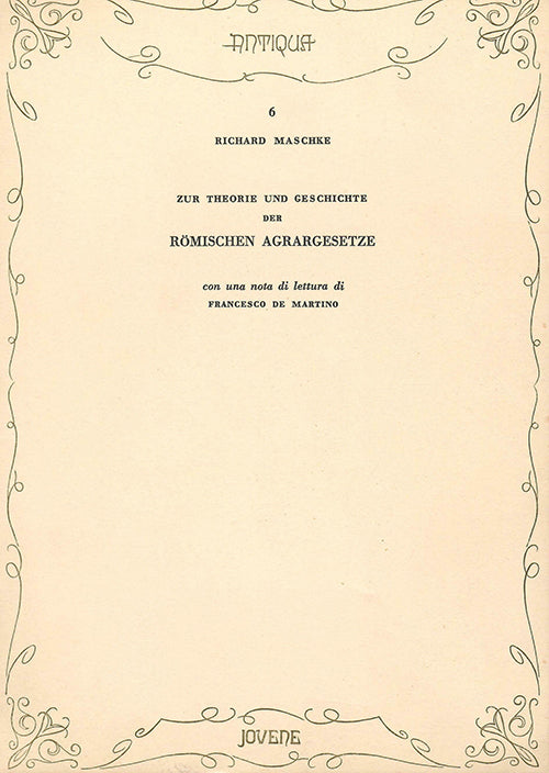 Zur Theorie und Geschichte der römischen Agrargesetze.