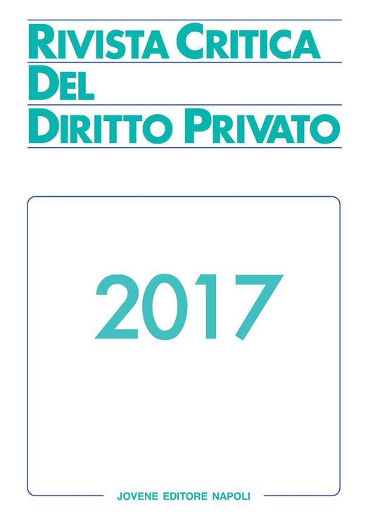 RIVISTA CRITICA DEL DIRITTO PRIVATO 2017