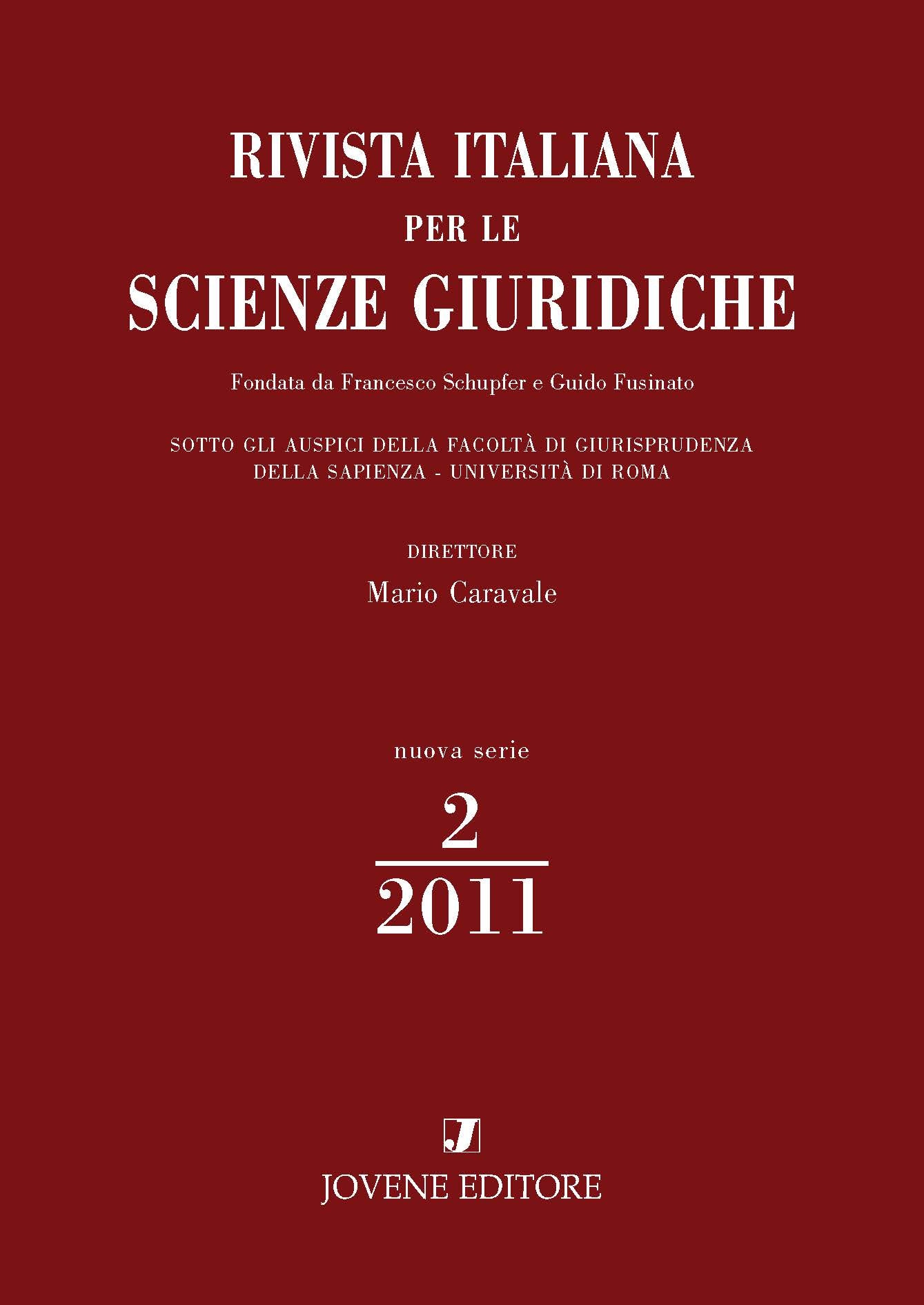 RIVISTA ITALIANA PER LE SCIENZE GIURIDICHE 2011