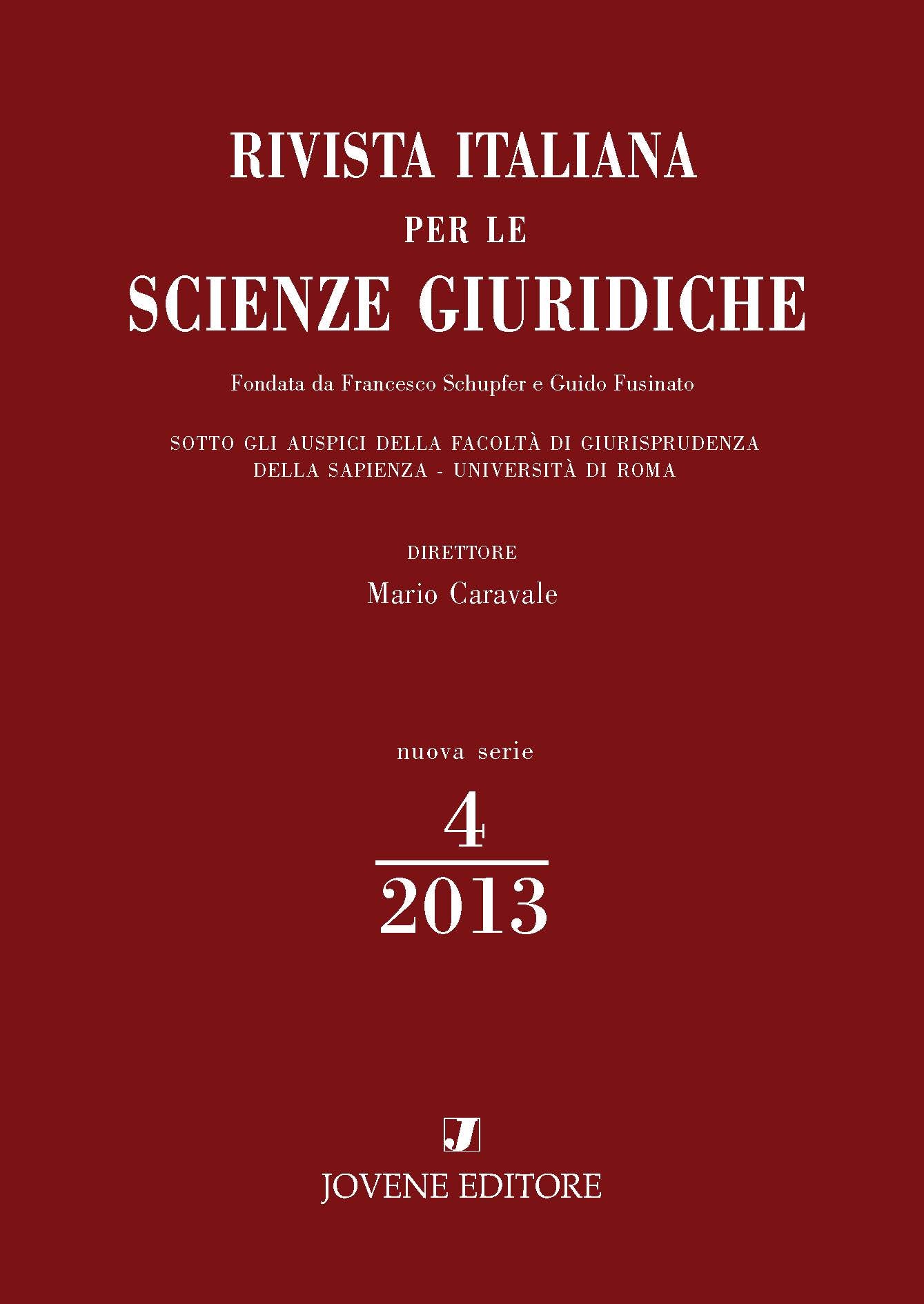 RIVISTA ITALIANA PER LE SCIENZE GIURIDICHE 2013