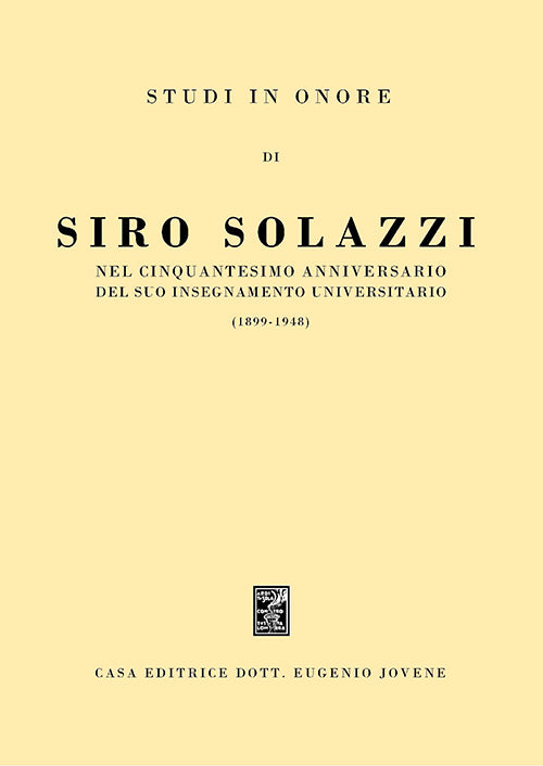 Studi in onore di Sirio Solazzi.